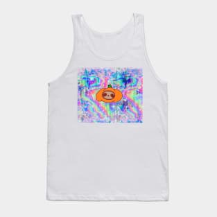 Pumpkin Face Sloth Rainbow Holographic Tank Top